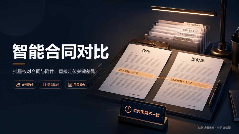 智能合同对比场景：文件配对、语义比对与差异报告